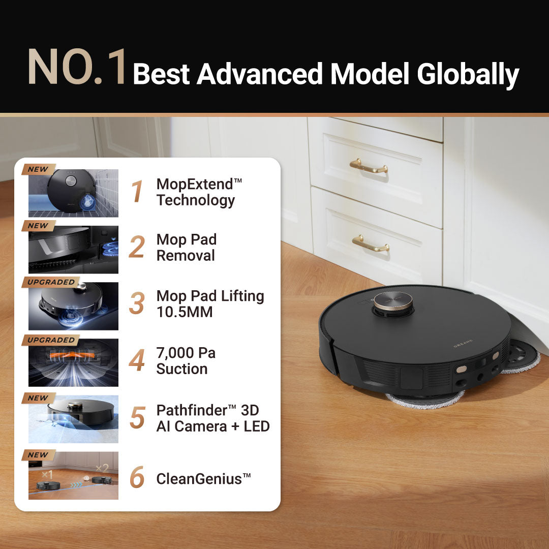 dreame L20 Ultra Complete Robot Vacuum and Mop with MopExtend Mop Removal  and Raising DualBoost 2.0 Auto-Empty Mop Washing AI Action LDS Navigation